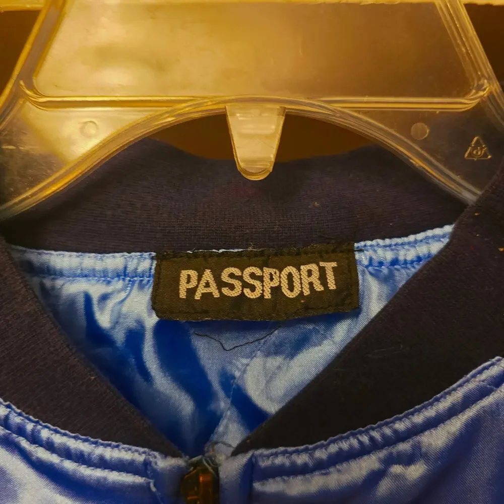 Passport kids blue black cat bomber jacket